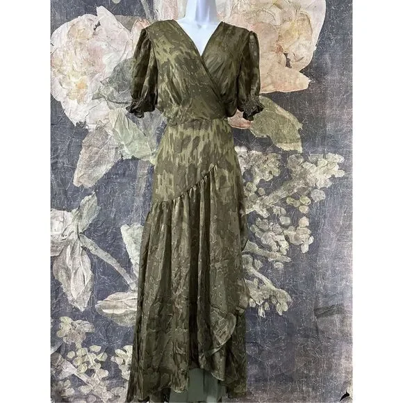 New Anthropologie Biscayne Ruffle Wrap Dress size L - Picture 6 of 10